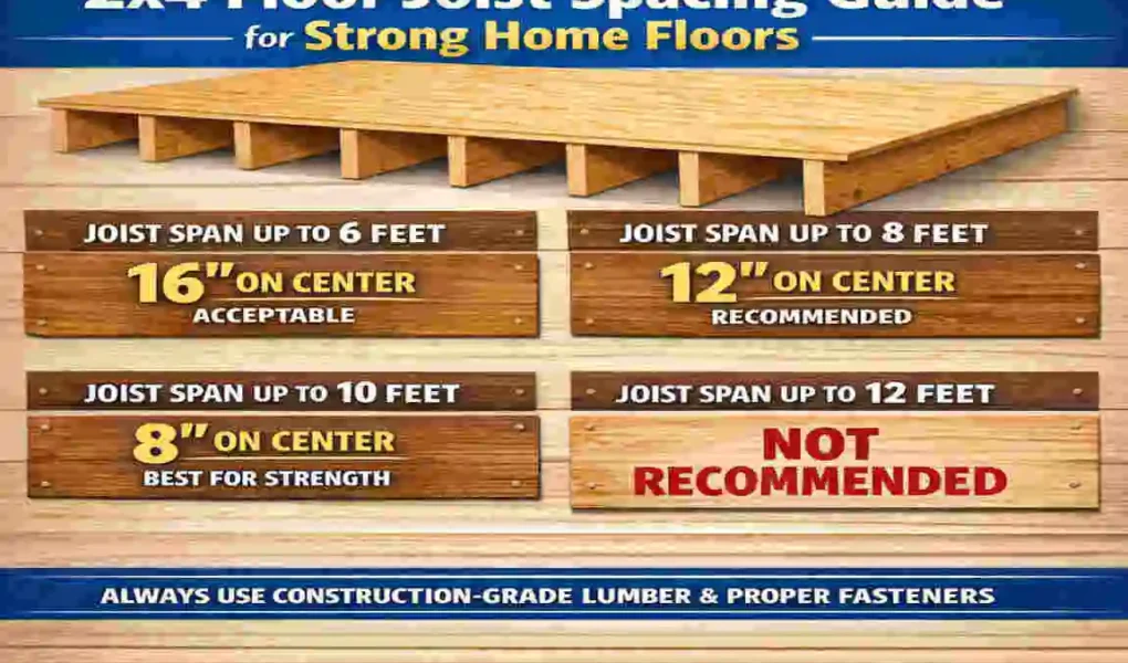 2x4 floor joist spacing