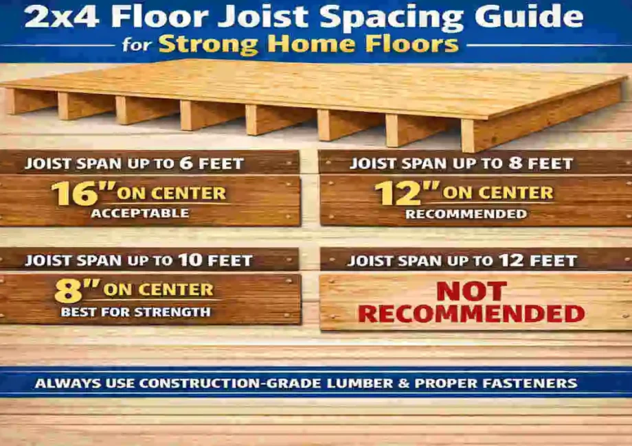 2x4 floor joist spacing