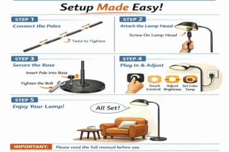 nintiue dimmable floor lamp instructions