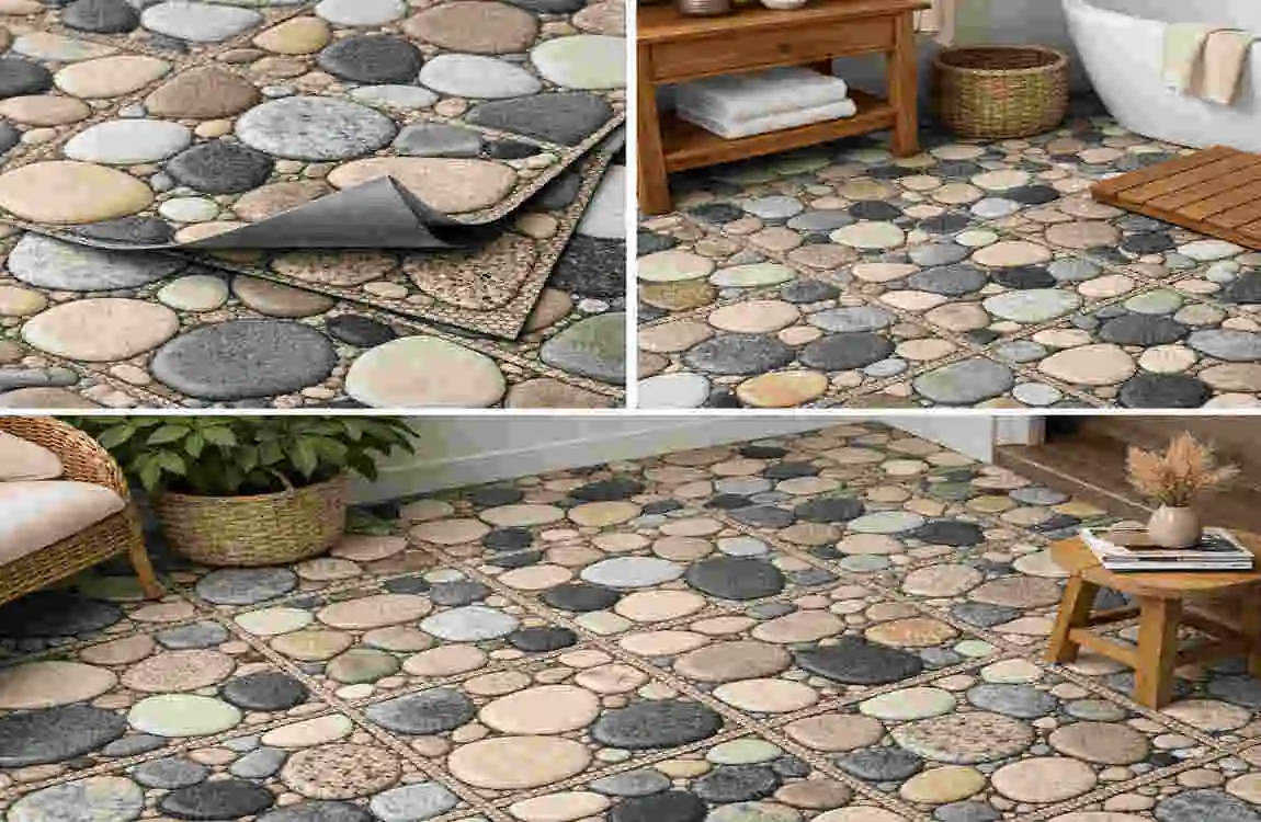 vinyl floor tiles pebble design