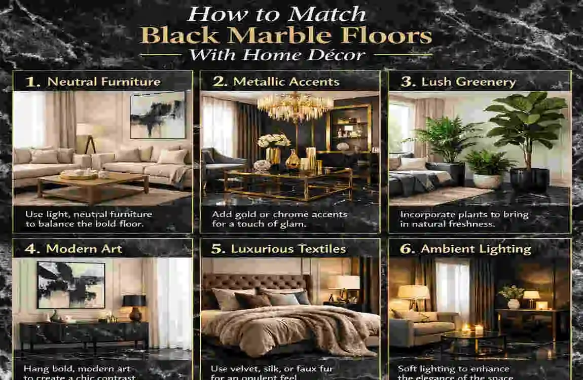 black marble floors idea