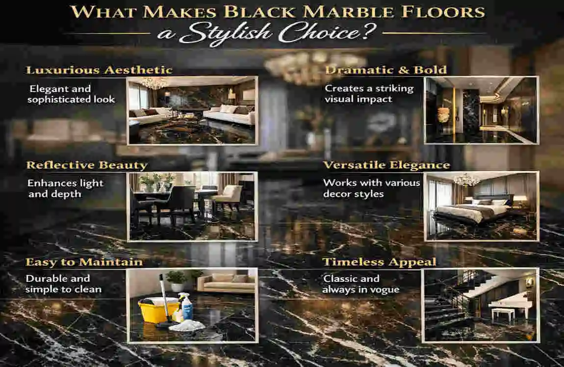 black marble floors idea