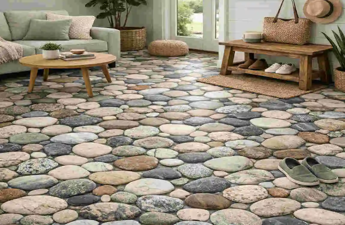 vinyl floor tiles pebble design