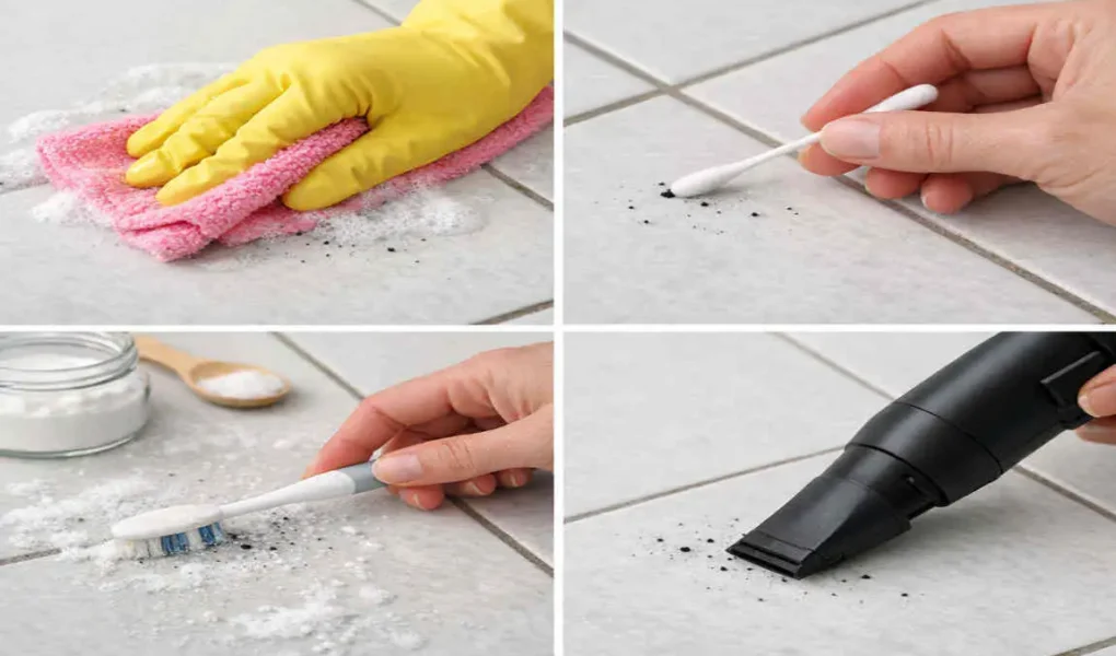 tiny black dots on tile floor