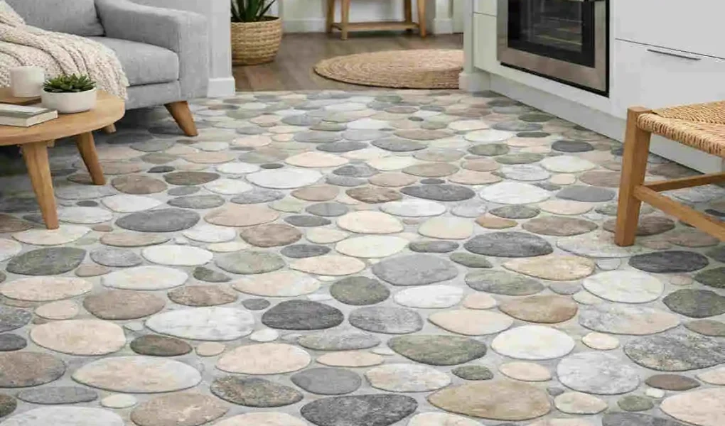 vinyl floor tiles pebble design