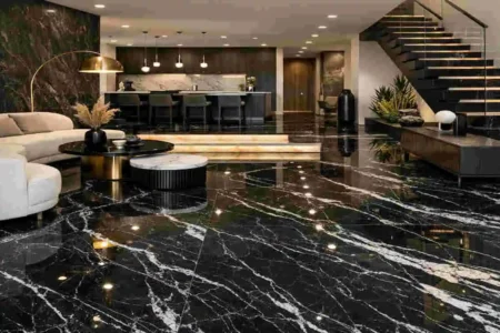black marble floors idea