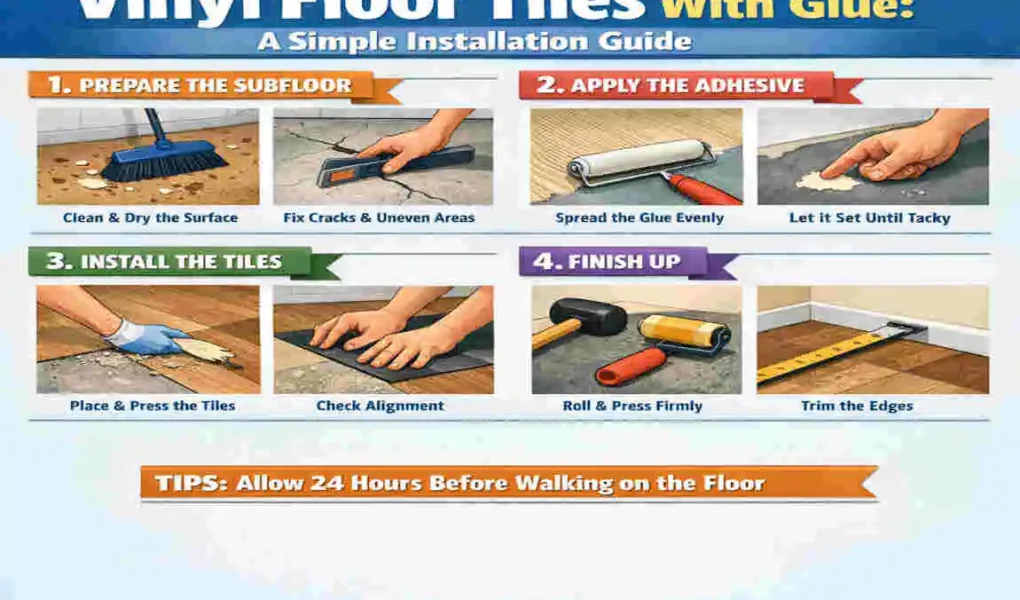 how to install vinyl floor tiles with glue