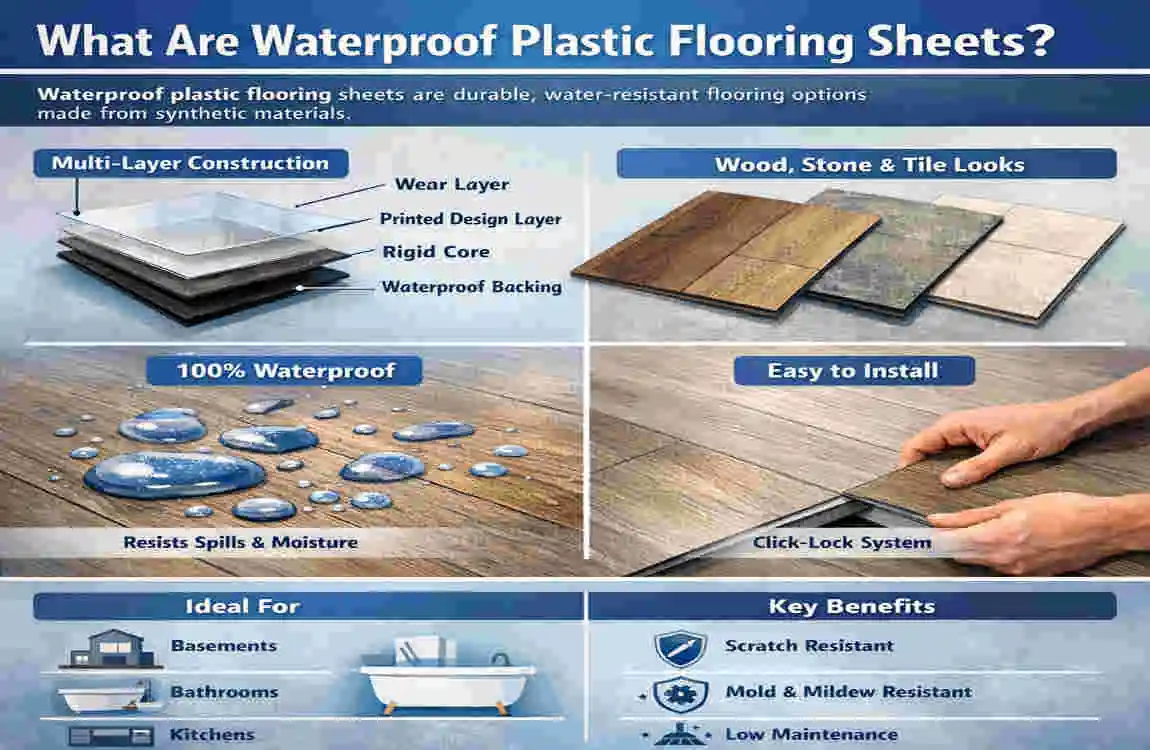 waterproof plastic flooring sheets cost in america