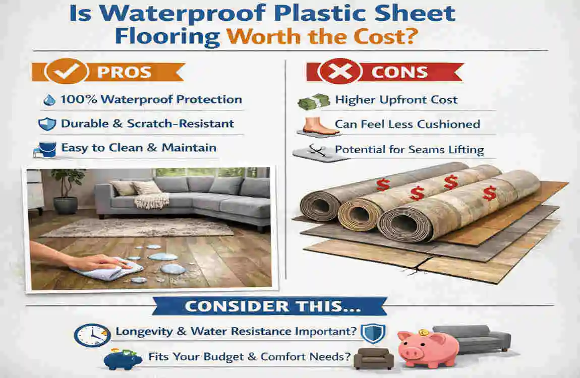 waterproof plastic flooring sheets cost in america