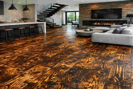 plywood flooring torched
