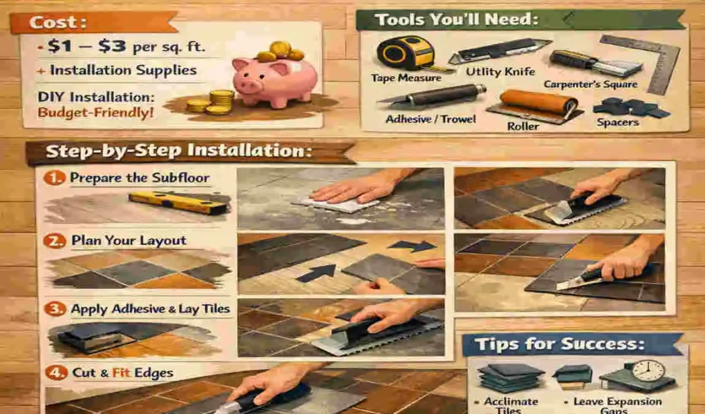 how to install vinyl floor tiles cost