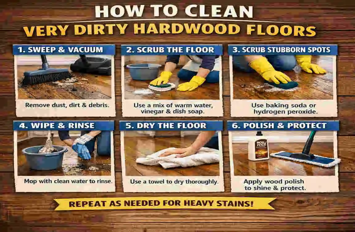 how can I clean very dirty hardwood floors?
