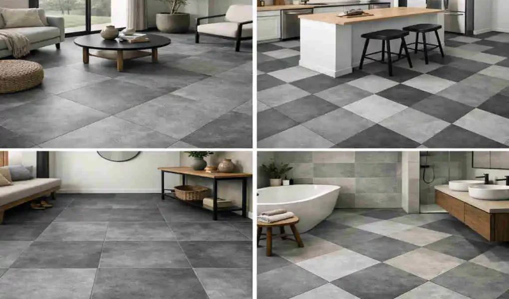 grey square vinyl floor tiles
