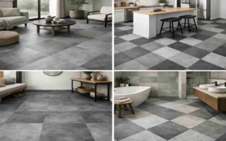 grey square vinyl floor tiles