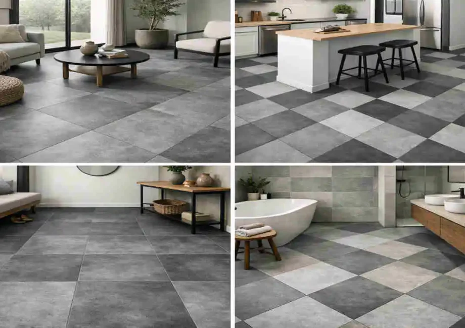 grey square vinyl floor tiles